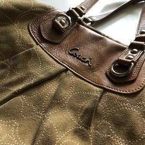 Coach Tan Leather and Suede Handbag